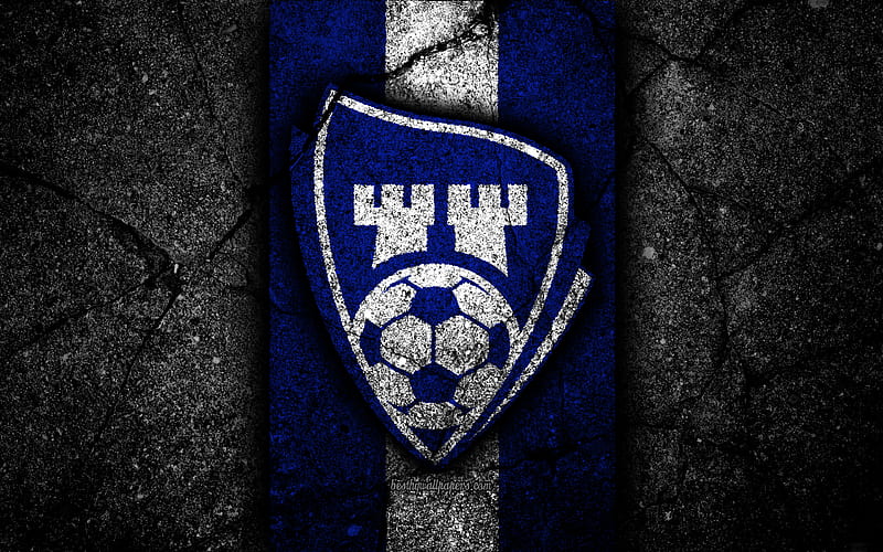 Sarpsborg 08 FC, emblem, Eliteserien, black stone, football, Norway, Sarpsborg 08, logo, asphalt texture, soccer, FC Sarpsborg 08, HD wallpaper