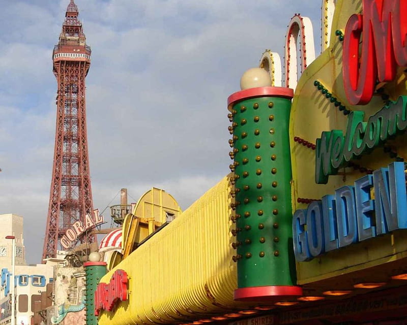 Blackpool Tower, resort, amusement, holiday, england, tower, blackpool, park, HD wallpaper