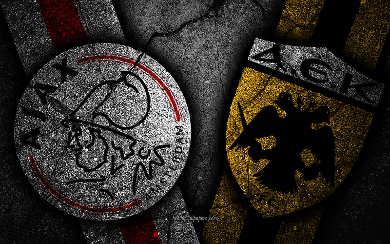 Ajax vs AEK Athens Champions League, Group Stage, Round 1, creative, Ajax FC, AEK Athens FC, black stone, HD wallpaper