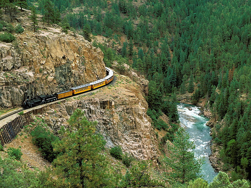 Durango Silverton Narrow Gauge Railroad, train, mountains, HD wallpaper