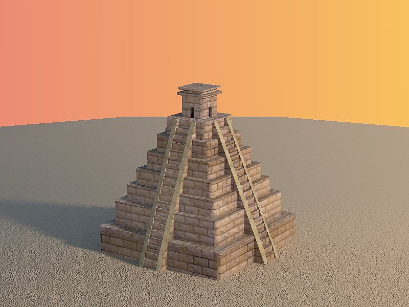 Mayan temple, 3d, desert, mayan, ancient, model, maya, temple, pyramid, HD wallpaper