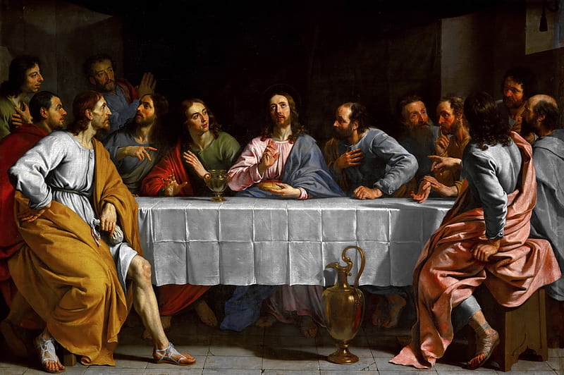 The Last supper by Philippe de Champaigne, art, the last supper, man, Philippe de Champaigne, christ, jesus, people, painting, pictura, HD wallpaper