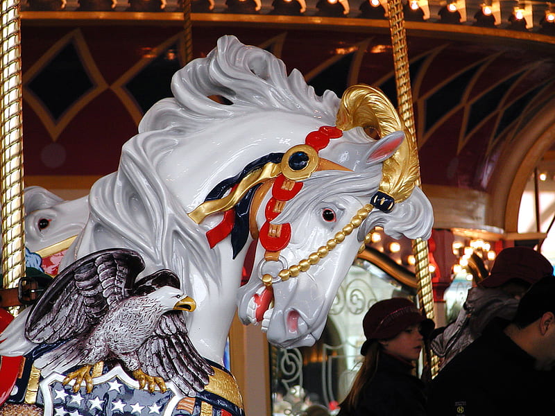 Closeup Carousel Horse, entertainment, fun, carousels, animals, horses, HD wallpaper