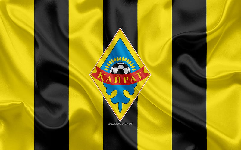 FC Kairat Almaty Kazakh football club, yellow black flag, silk flag, Kazakhstan Premier League, Almaty, Kazakhstan, football, FC Kairat, HD wallpaper