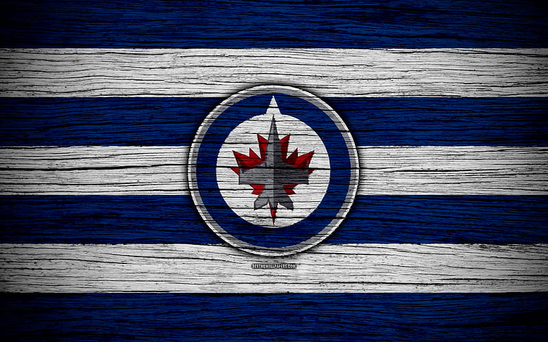 Winnipeg Jets NHL, hockey club, Western Conference, USA, logo, wooden texture, hockey, Central Division, HD wallpaper
