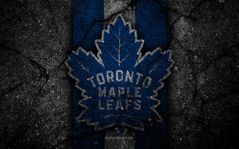 Toronto Maple Leafs, logo, hockey club, NHL, black stone, Eastern Conference, USA, Asphalt texture, hockey, Atlantic Division, HD wallpaper