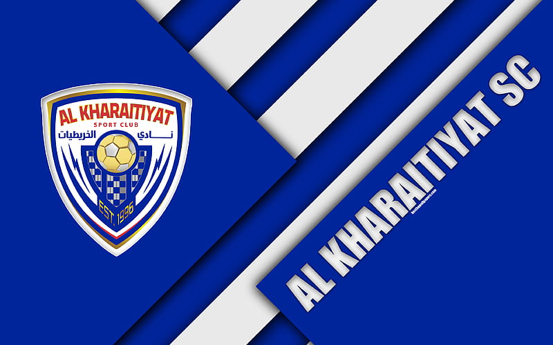 Al Kharaitiyat SC Doha, Qatar, white blue abstraction, logo, material design, Qatar football club, Qatar Stars League, Q-League, Premier League, HD wallpaper