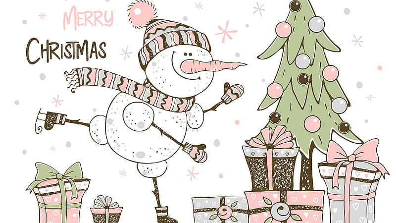 Cartoon Art Of Christmas Tree And Santa Claus Christmas Tree, HD wallpaper