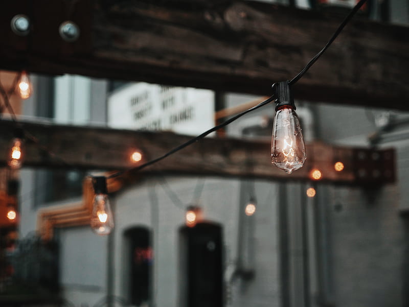 incandescent string light bulbs, HD wallpaper