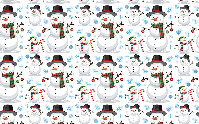 Background with snowmen, winter background, winter texutra, snowmen, Christmas background, HD wallpaper