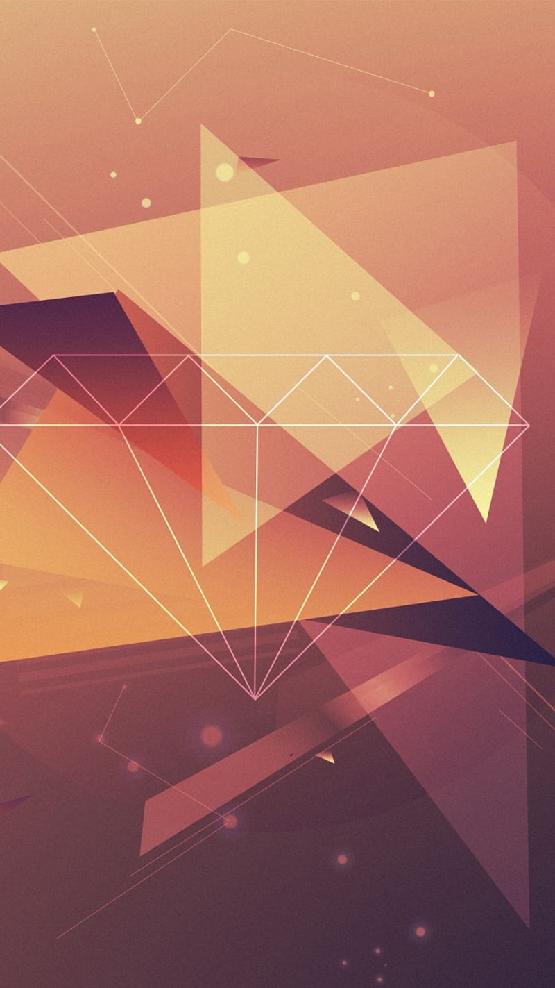 Geometric, diamant, orange, purple, shapes, HD phone wallpaper