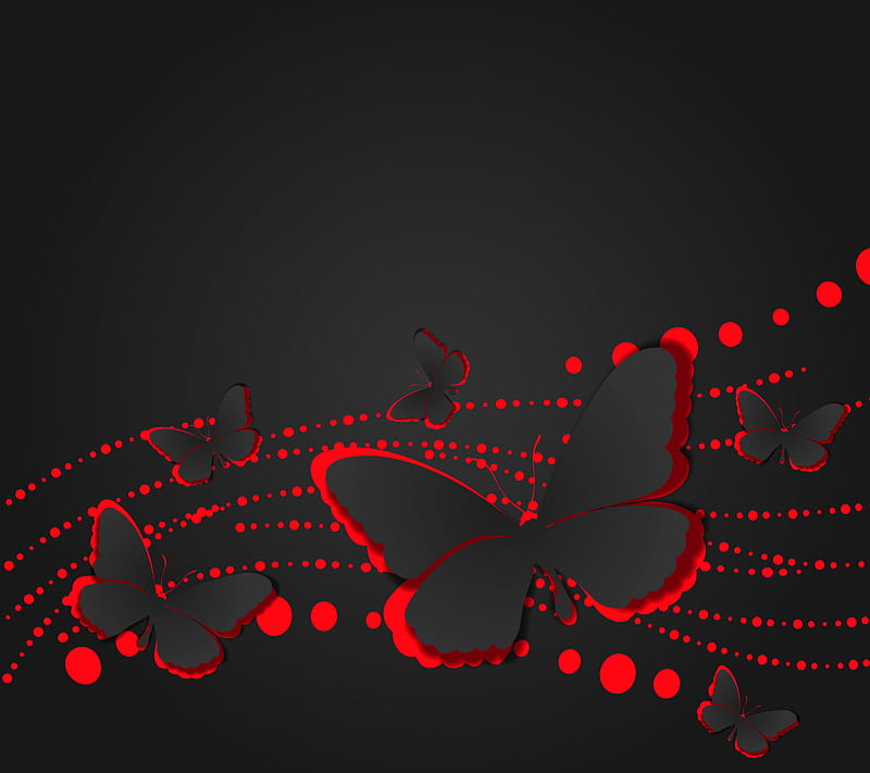 Abstract Butterflies, bacground, black red design, HD wallpaper