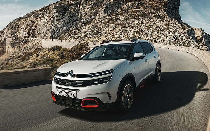 Citroen C5 Aircross, 2018, front view, compact new crossover, exterior, new white C5 Aircross, French new cars, Citroen, HD wallpaper