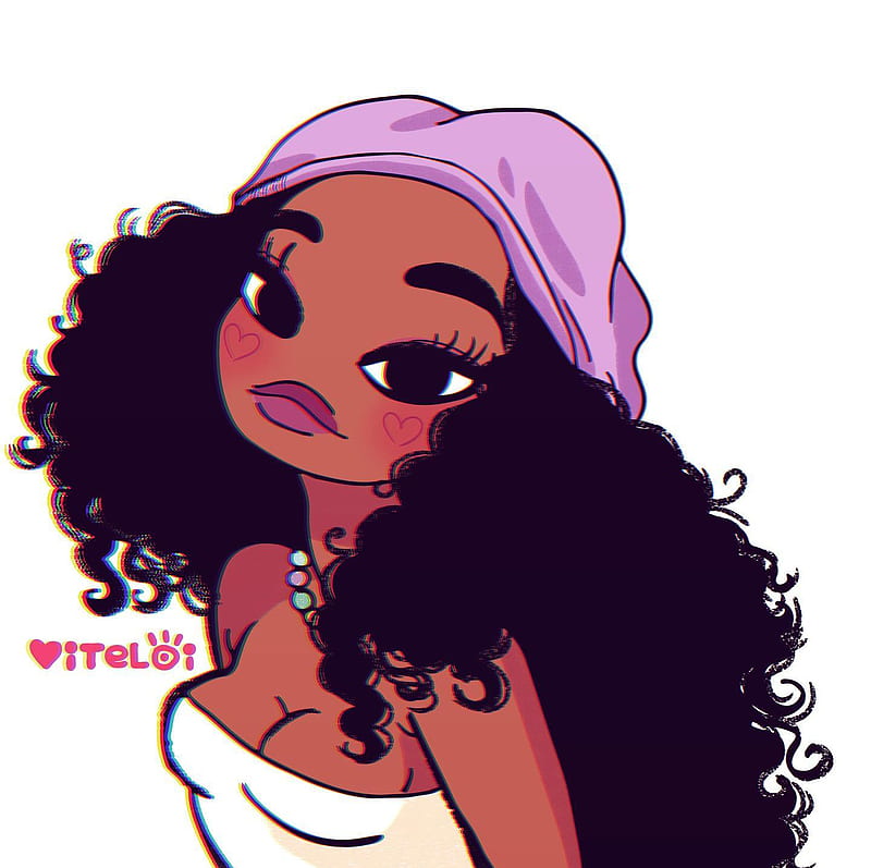BlackGirl WCurlyHair, art, black, black girl, black goddess, curly hair,  drawing, HD wallpaper | Peakpx