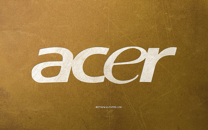 Acer logo, gold retro background, stone gold texture, Acer emblem, retro art, Acer, HD wallpaper