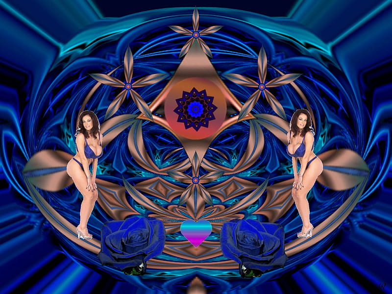 Blue Bouncer, 3d, fractal, collage, abstract, eye candy, HD wallpaper