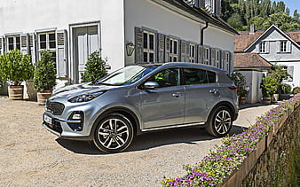 2019, Kia Sportage, facelift, silver crossover, exterior, new silver Sportage, side view, Korean cars, crossovers, Kia, HD wallpaper