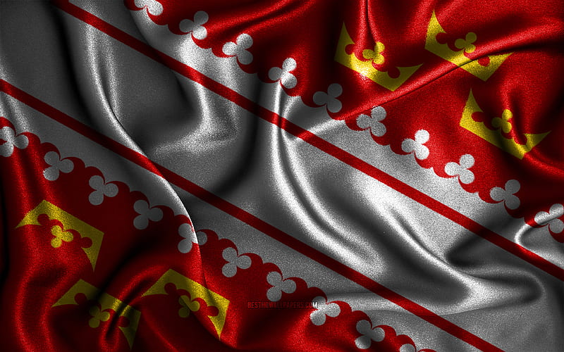 Alsace flag, , silk wavy flags, french provinces, Flag of Alsace, fabric flags, Day of Alsace, 3D art, Alsace, Europe, Provinces of France, Alsace 3D flag, France, HD wallpaper