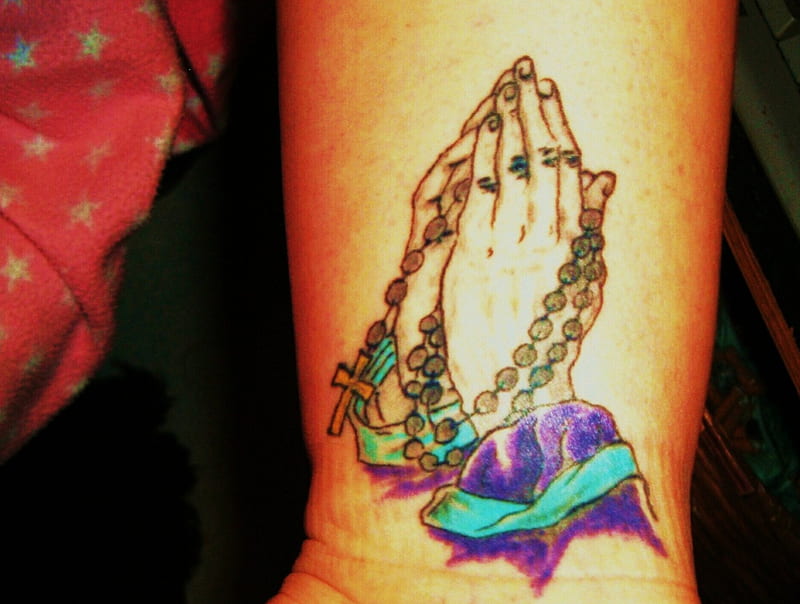 pray, prayin hands, my, tattoo, HD wallpaper