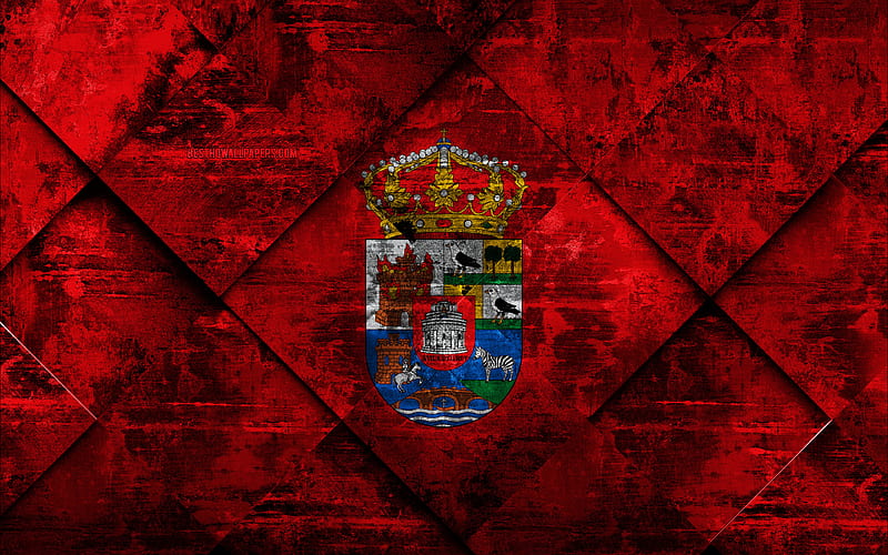 Flag of Avila grunge art, rhombus grunge texture, spanish province, Avila flag, Spain, national symbols, Avila, provinces of Spain, creative art, HD wallpaper