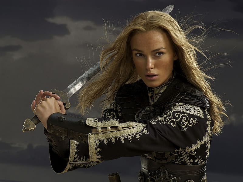 The warrior with sword, warrior, movie, keira knightley, blonde, sword, actresses, HD wallpaper