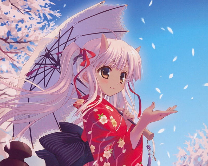 Stunning Anime Girls With Falling Petals Of Flowers