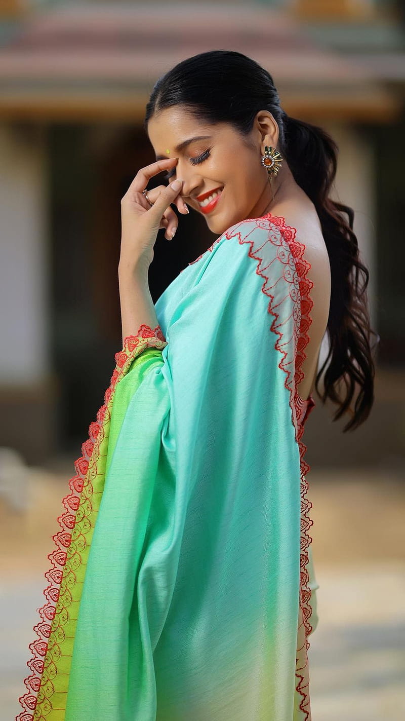 Rashmi Gautham , telugu actress, saree lover, HD phone wallpaper