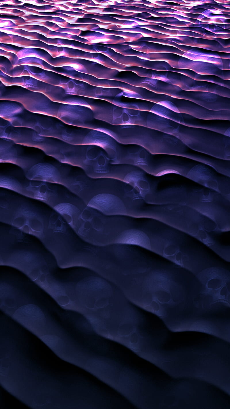 Abstract, blue, dead, pink, purple, s7, s8, sea, skull, waves, HD phone wallpaper