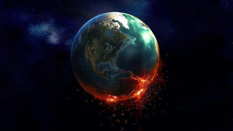 Firing world, world, fire, doomsday, earth, HD wallpaper