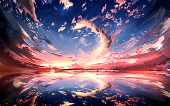 Wall Circles Anime sky art wallpaper background Fantasy sky with beautiful  star falls Star falls with beautiful flares Starry night Beautiful  starry night with sky view Digital art style Generative AI 