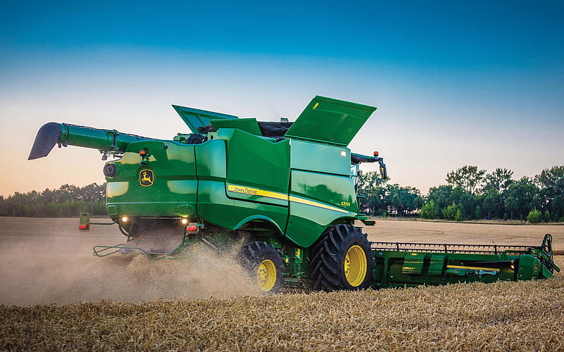 John Deere S770i, combine harvester, 2020 combines, wheat harvest, harvesting concepts, John Deere, HD wallpaper