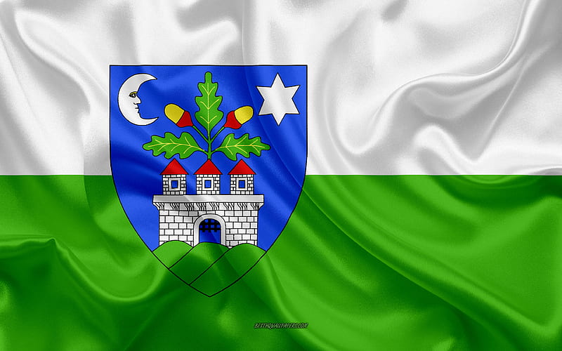 Flag of Veszprem County silk flag, Hungarian county, silk texture, Veszprem flag, Hungary, grunge art, Veszprem, Counties of Hungary, HD wallpaper