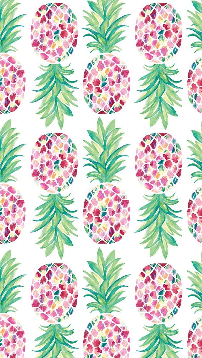 Pineapple, abstract, art, green, pink, whtie, HD phone wallpaper | Peakpx