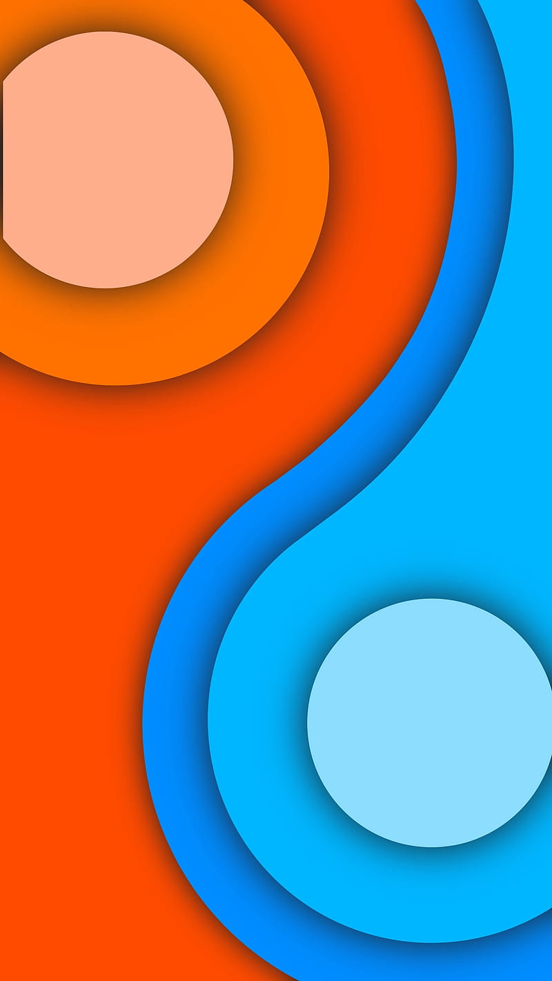 Opposite Sides 01, FMYury, Opposite, abstract, art, blue, bright, clean, clear, cold, color, colorful, colors, depth, desenho, flat, geometric, geometry, gradient, hot, layers, material, materials, orange, red, shadows, sides, smooth, HD phone wallpaper