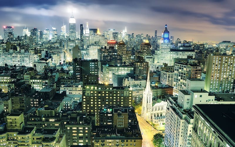 Cities, Night, City, New York, Manhattan, , Midtown Manhattan, HD wallpaper