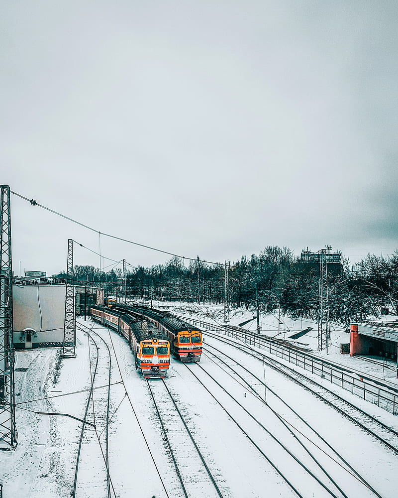 Latvijas Train , latvia, latvija, natural, road, trains, winter, HD phone wallpaper