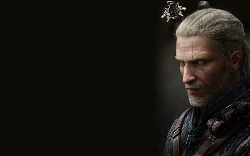Geralt, the witcher, fantasy, astor alexander, game, black, man, HD wallpaper