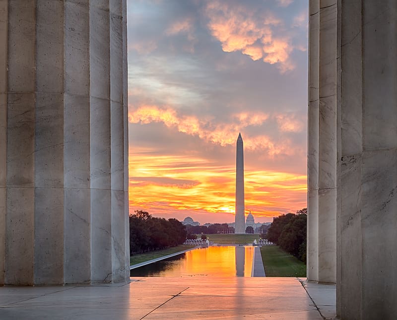 Sunset, Monuments, , Washington Monument, Obelisk, HD wallpaper