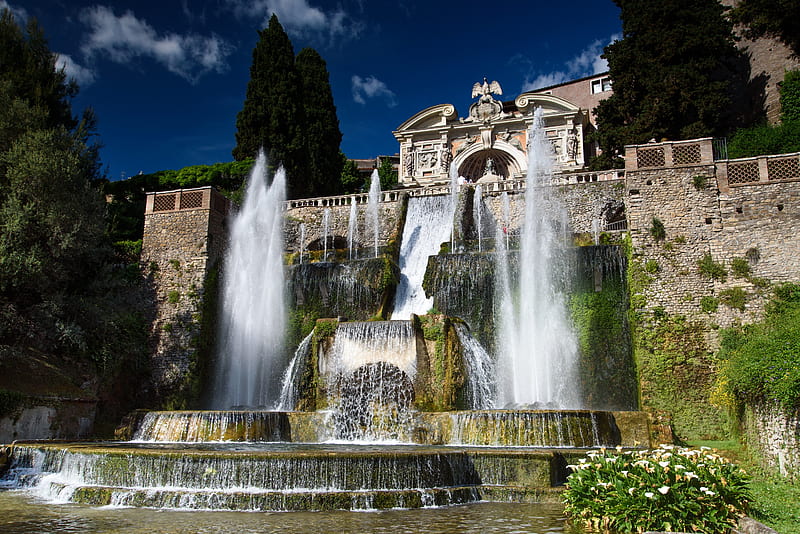 Man Made, Fountain, Italy, Tivoli, Villa d'este, Waterfall, HD wallpaper