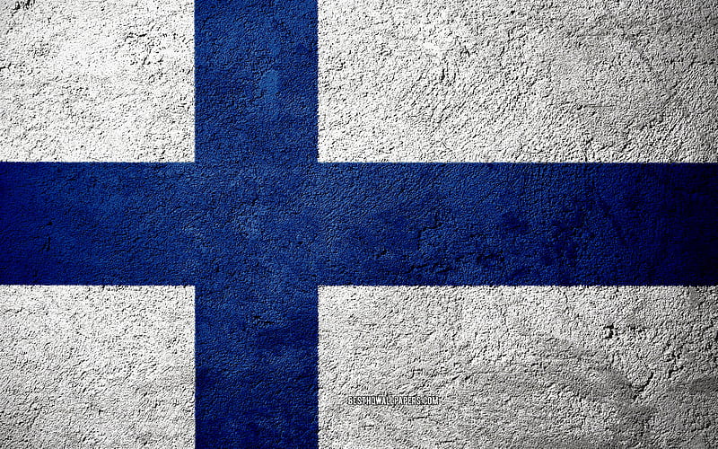Flag of Finland, concrete texture, stone background, Finland flag, Europe, Finland, flags on stone, Finnish flag, HD wallpaper