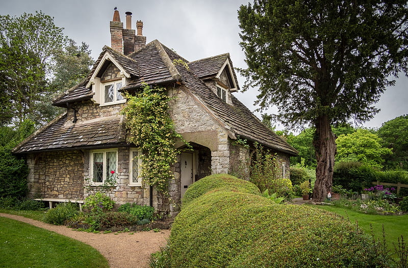 cottage, cozy house, garden, Nature, HD wallpaper