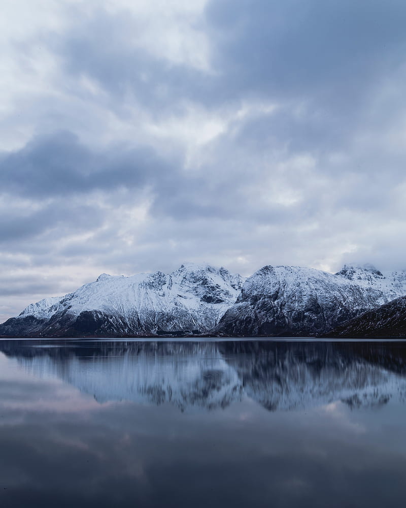 rocks, mountains, snow, snowy, water, reflection, HD phone wallpaper