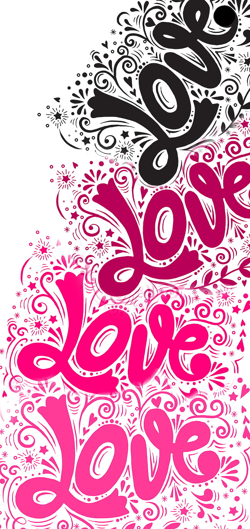 S10 Love love Love, Kiss, black, cute, feminine, filigree, corazones, pink, pretty, s10 cutout, stars, stencil, HD phone wallpaper