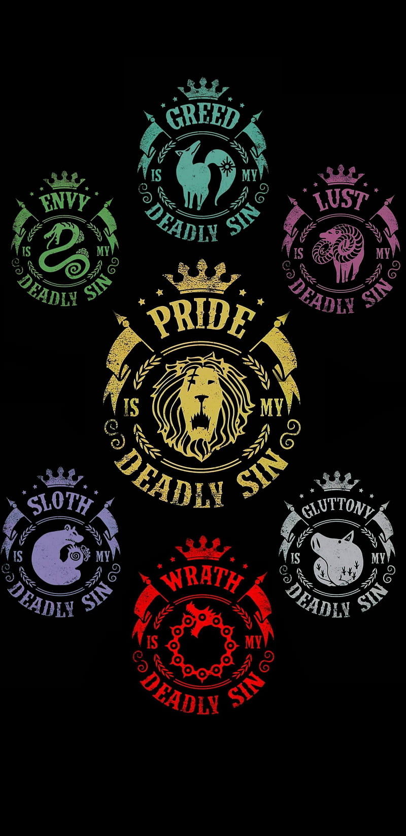 Seven deadly sins, envy, gluttony, greed, pride, sloth, wrath, HD phone wallpaper
