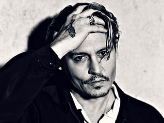 Johnny Depp, black, face, man, white, actor, blue, HD wallpaper | Peakpx