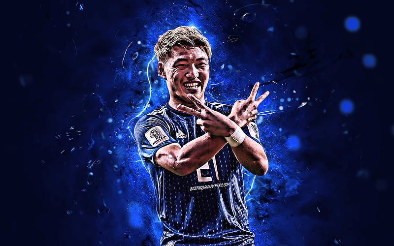 Ritsu Doan, goal, Japan National Team, soccer, footballers, Doan, neon  lights, HD wallpaper | Peakpx