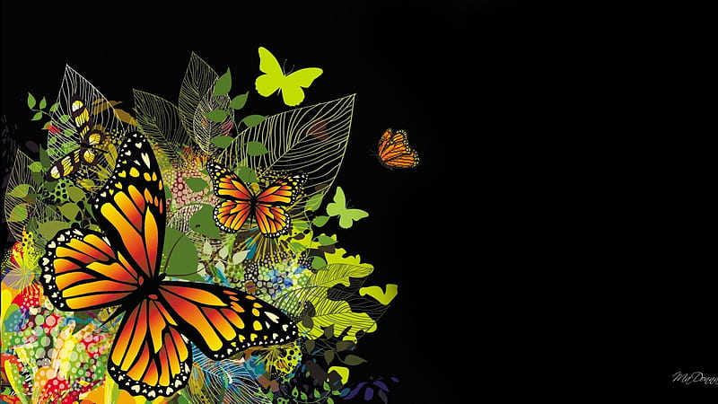 Butterfly Color Magic, coloroful, leaves, bokeh, bright, desenho, collage,  butterflies, HD wallpaper | Peakpx