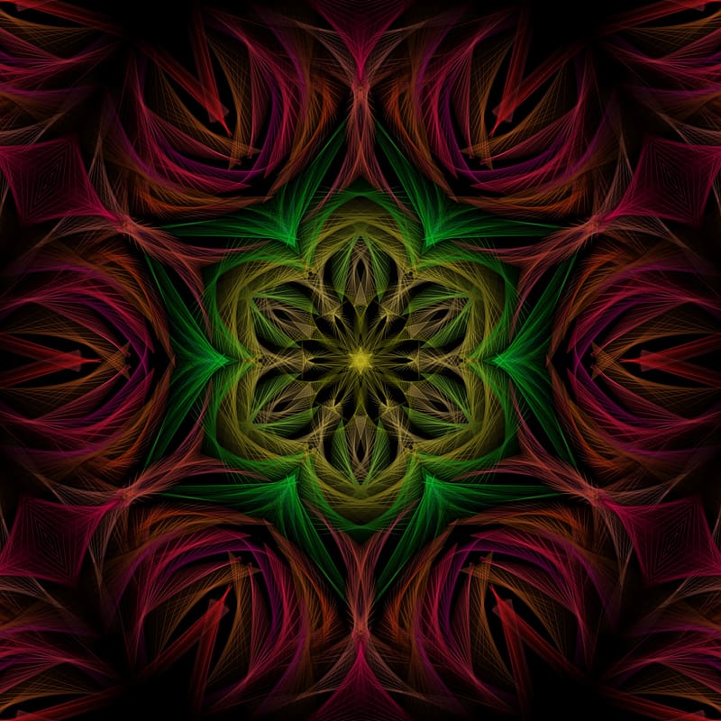 Fractal, kaleidoscope, abstraction, figures, background, dark, HD phone ...