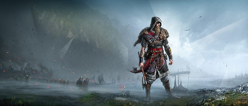 assassin's creed valhalla, viking games, hoodie, axe, character, Games, HD wallpaper