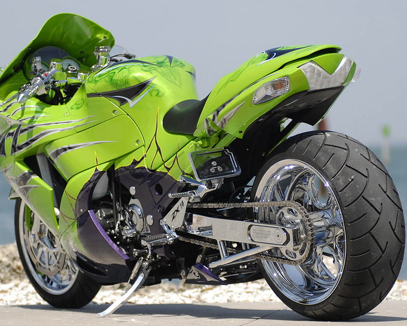 Kawasaki Ninja, 14, bike, chrome, custom, green, new, super, zx, HD  wallpaper | Peakpx